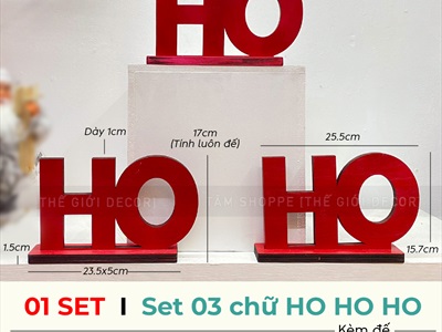 Chữ gỗ HO HO HO Decor Noel vui nhộn C17cm [Độc đáo] CHU-GO-19